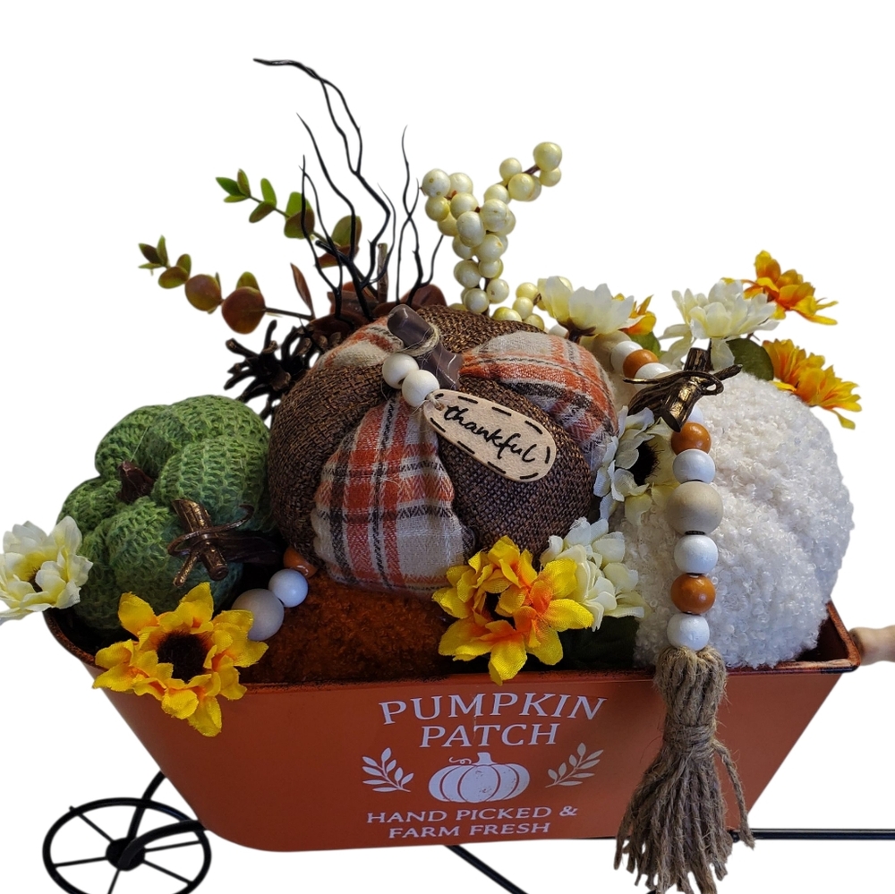 New Decorative Pumpkin Patch Wheelbarrow - Picture 9 of 10